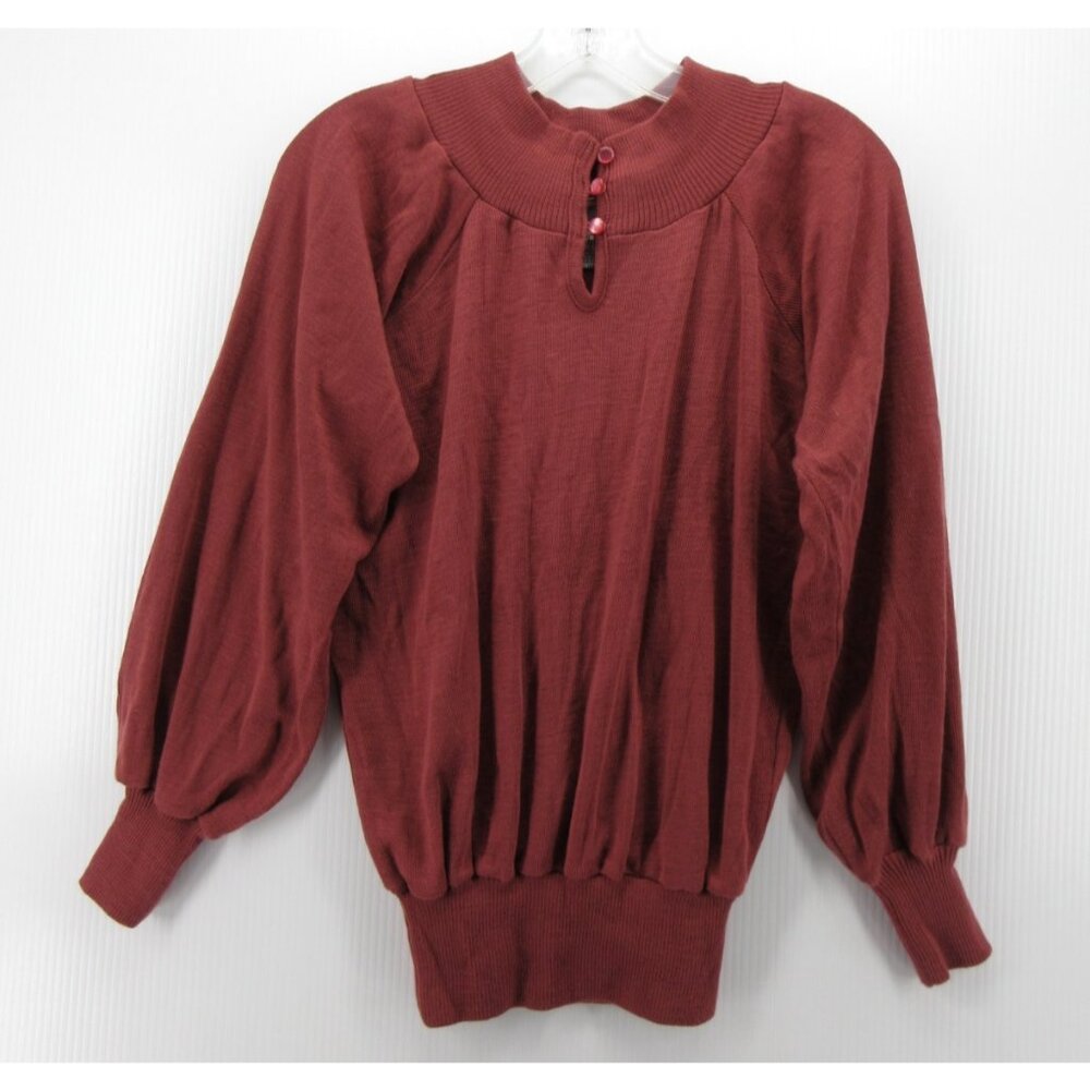 VINTAGE Huk A Poo Sweater Medium 80s Pullover Puff Sleeve Cottagecore